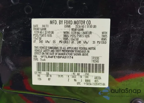 2011 Ford Ranger Xlt from USA, damaged, VIN 1FTLR4FE1BPA51174